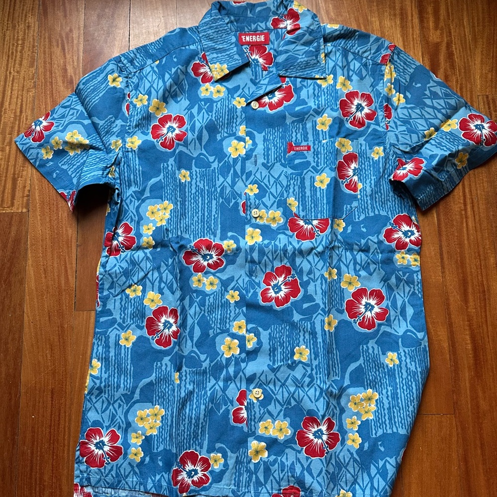 Energie Vibrant Floral Blue Men's Shirt S
